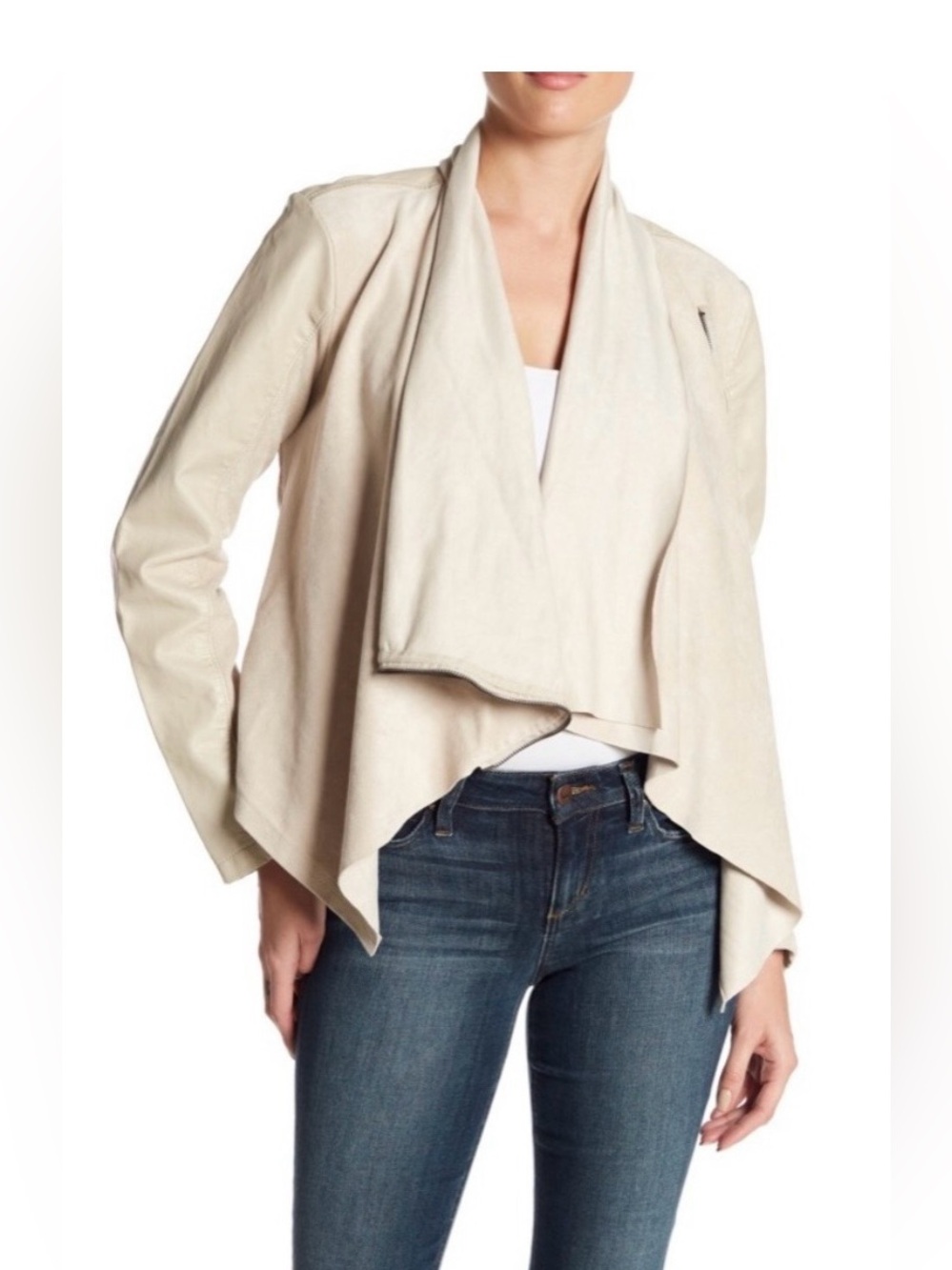 BlankNYC Mixed Media Open-Front Jacket